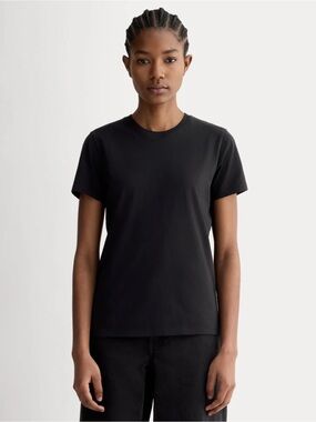 New Everlane THE SLIM CREW IN ESSENTIAL COTTON Black Size S